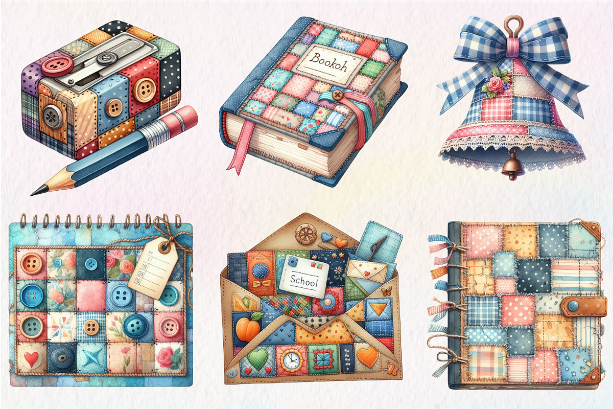 Patchwork Back to School Clipart, an Illustration by CreationArt (Photo 3 of 5)
