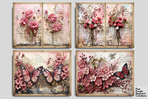 Pink Floral Butterfly Junk Journal