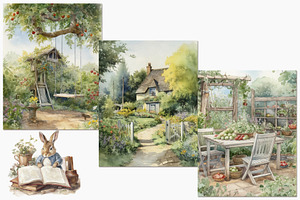 Watercolor Summer Garden Set