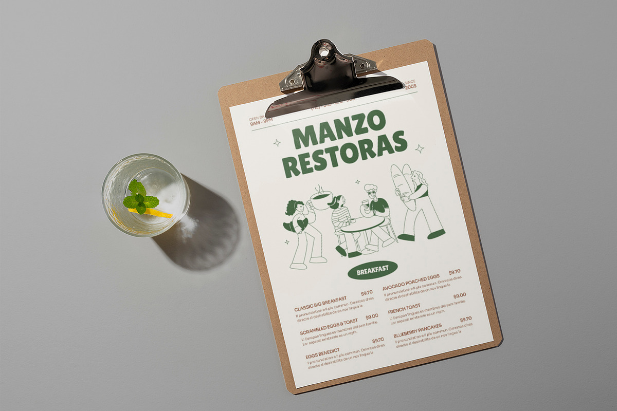 Minimal Retro Coffee Shop Menu, a Stationery Template by Neermana (Photo 2 of 4)