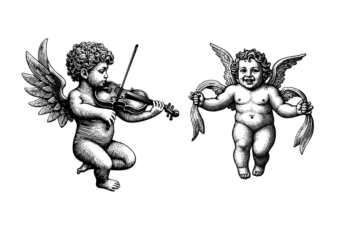 21 Cherub Illustrations - vector, a Decorative Illustration by Gonez Studio (Photo 8 of 13)