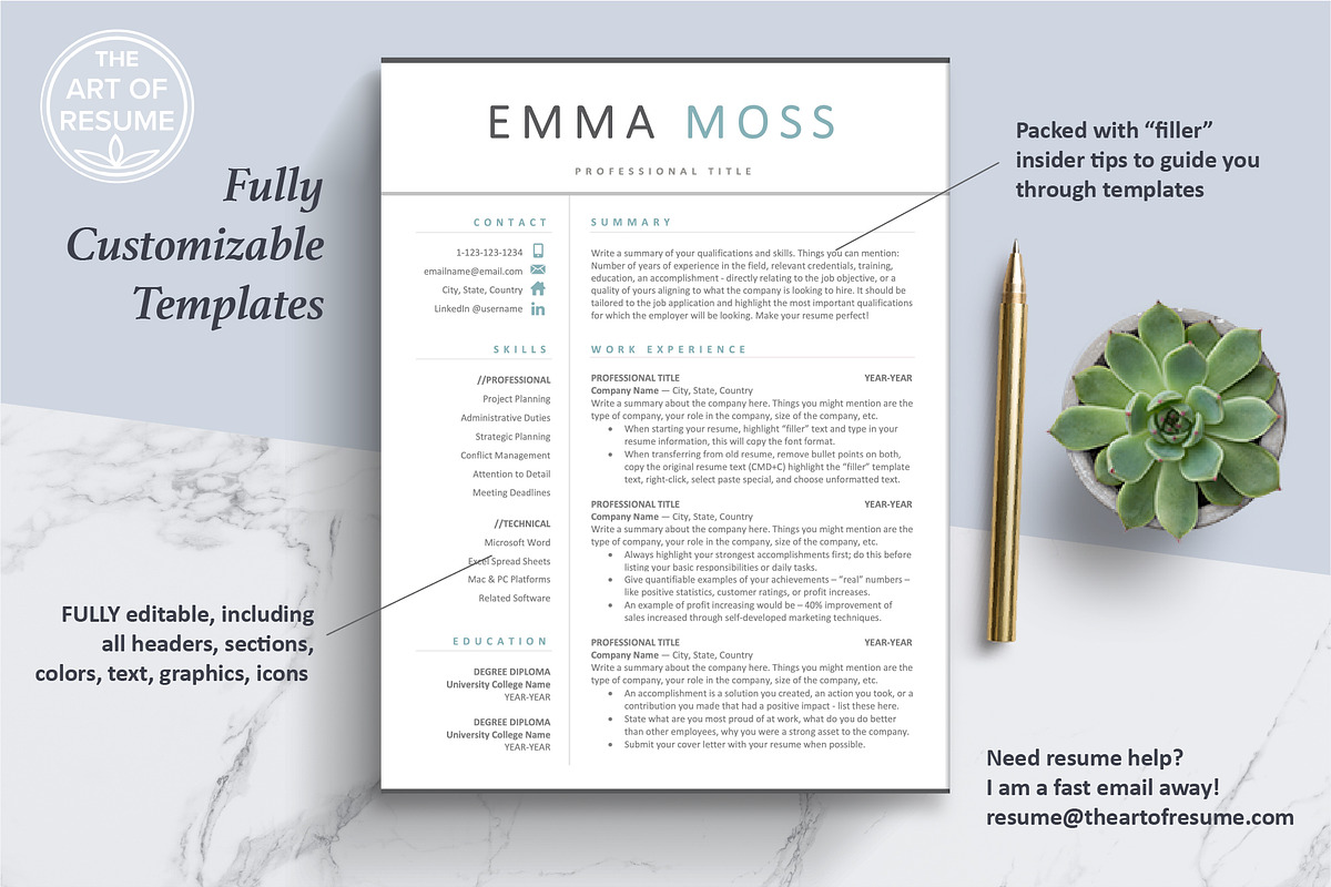 Modern Resume Template (5-Page), a Resume Template by The Art of Resume (Photo 3 of 8)