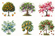 Watercolor Fruit Trees Clipart, an Illustration by OK Design (Thumbnail 2 of 5)