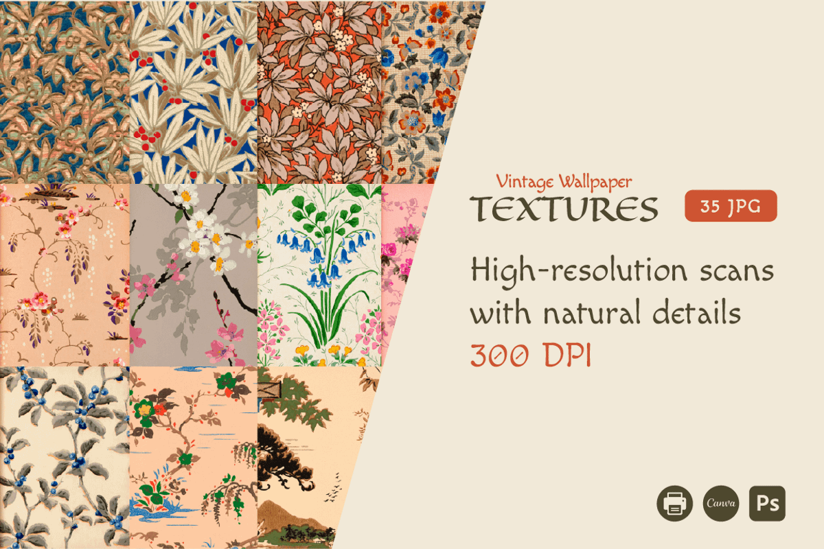 35 Vintage Wallpaper Textures, a Background Graphic by JuliBelushi (Photo 4 of 7)