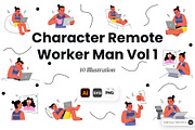 Character Remote Worker Man Vol 1, a Work Illustration by SLAB! Design (Thumbnail 1 of 3)