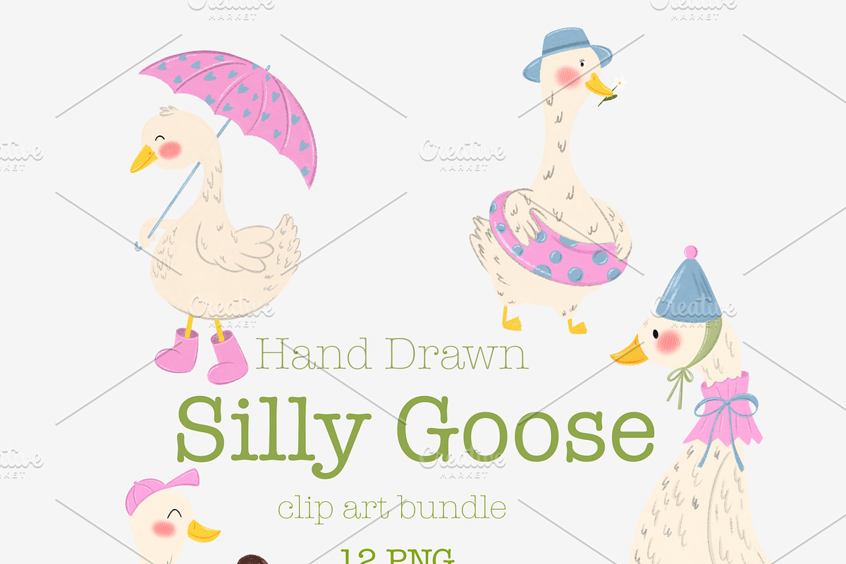 Whimsical Silly Goose bundle, an Animal Illustration by Oleksandra Illustrates (Photo 1 of 18)