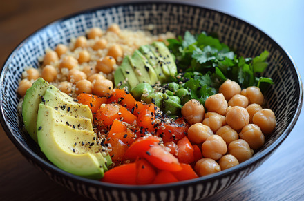 Delicious healthy quinoa chickpea av, a Background Photo by Pixeness