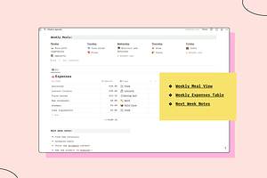 Cute Notion Weekly Agenda