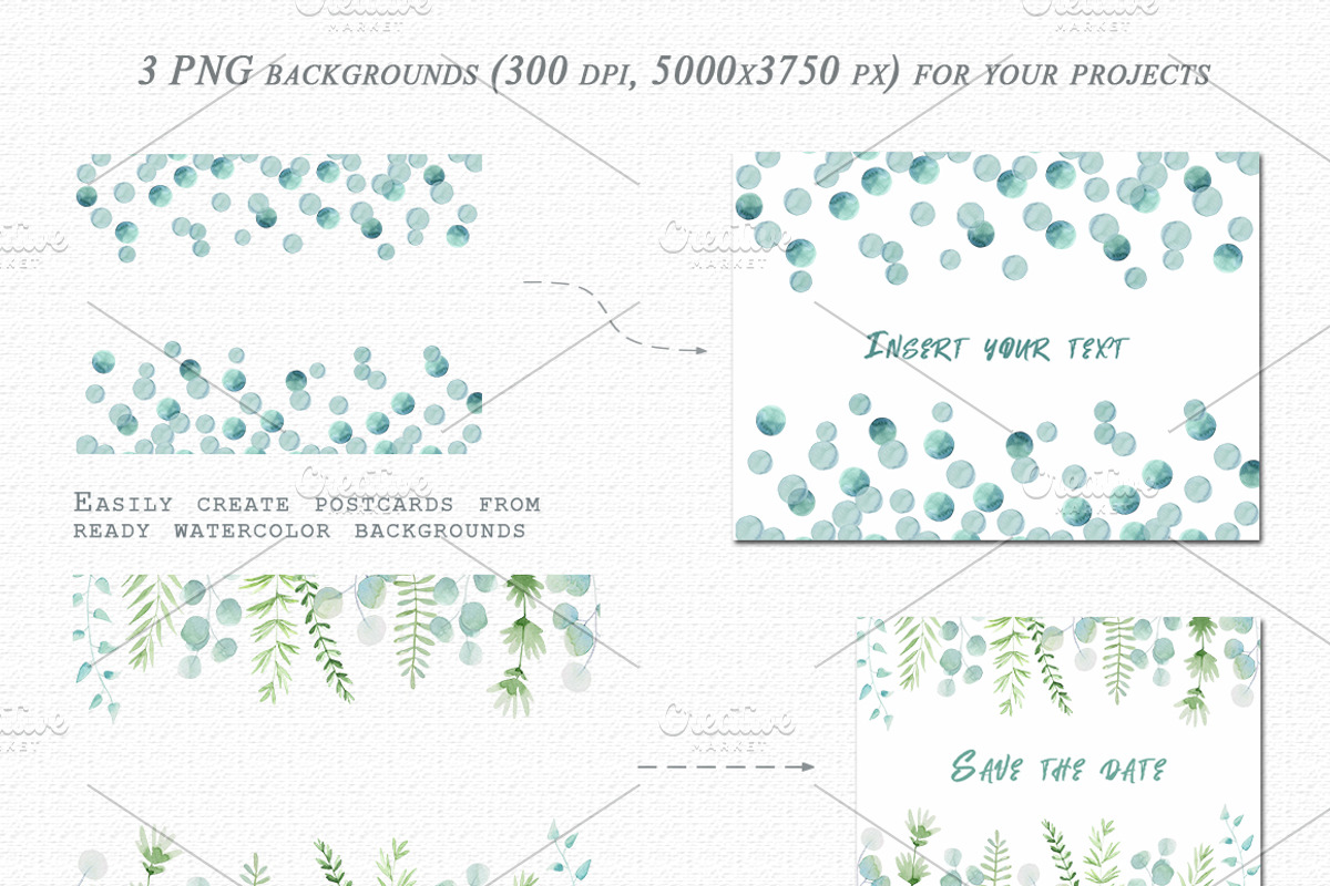 Watercolor green design, an Illustration by BrushArtDesigns (Photo 3 of 5)