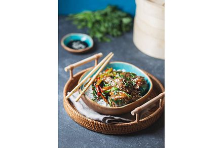Teriyaki Chicken with white rice, a Food & Drink Photo by LARISA BLINOVA
