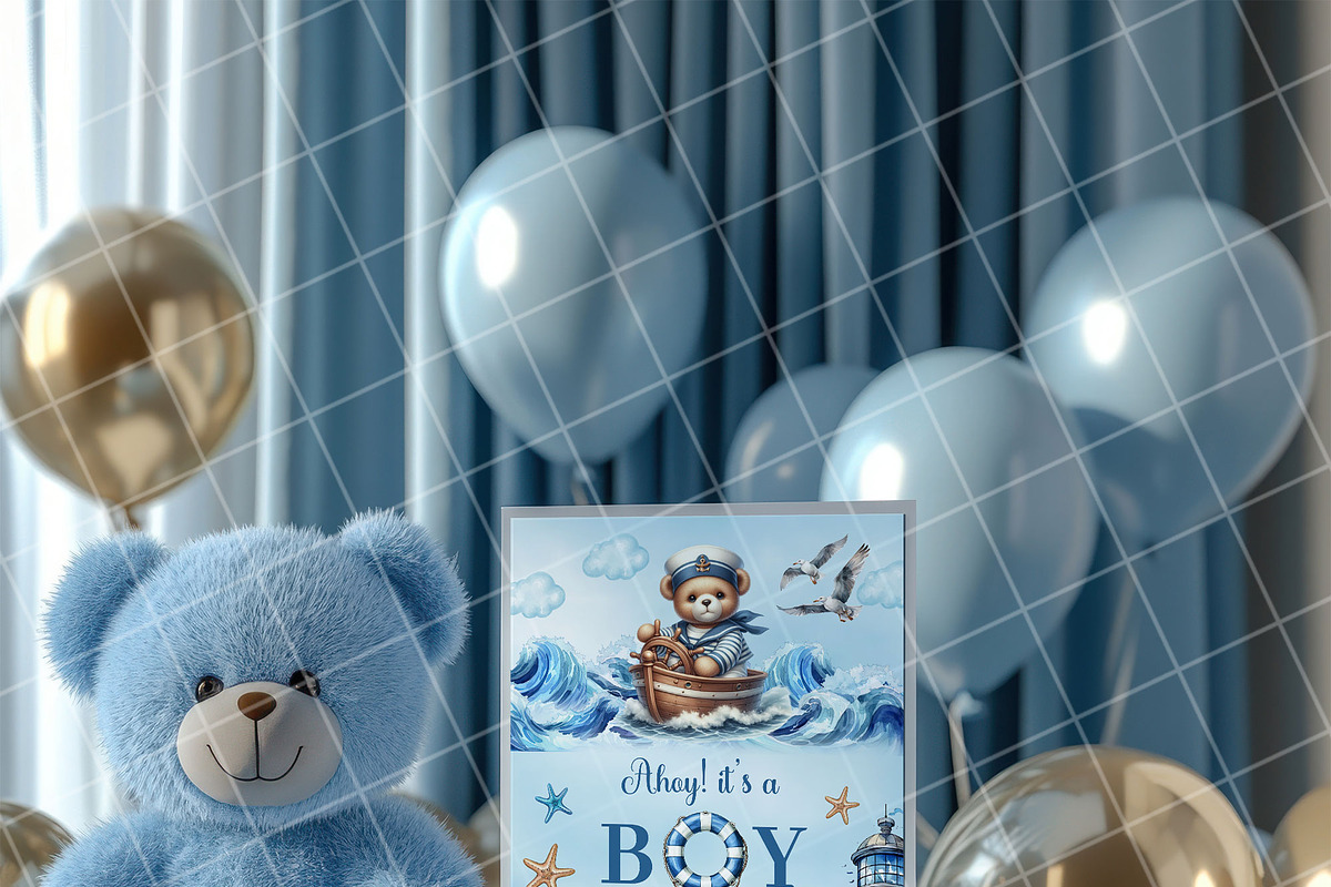 Boy baby shower invitation mockup PS, an Advertising Mockup by Blush Roses Print (Photo 3 of 8)