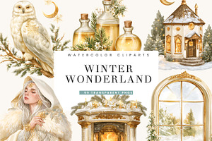 Celestial Winter Wonderland Clipart, an Object Illustration by BusyDaydesign