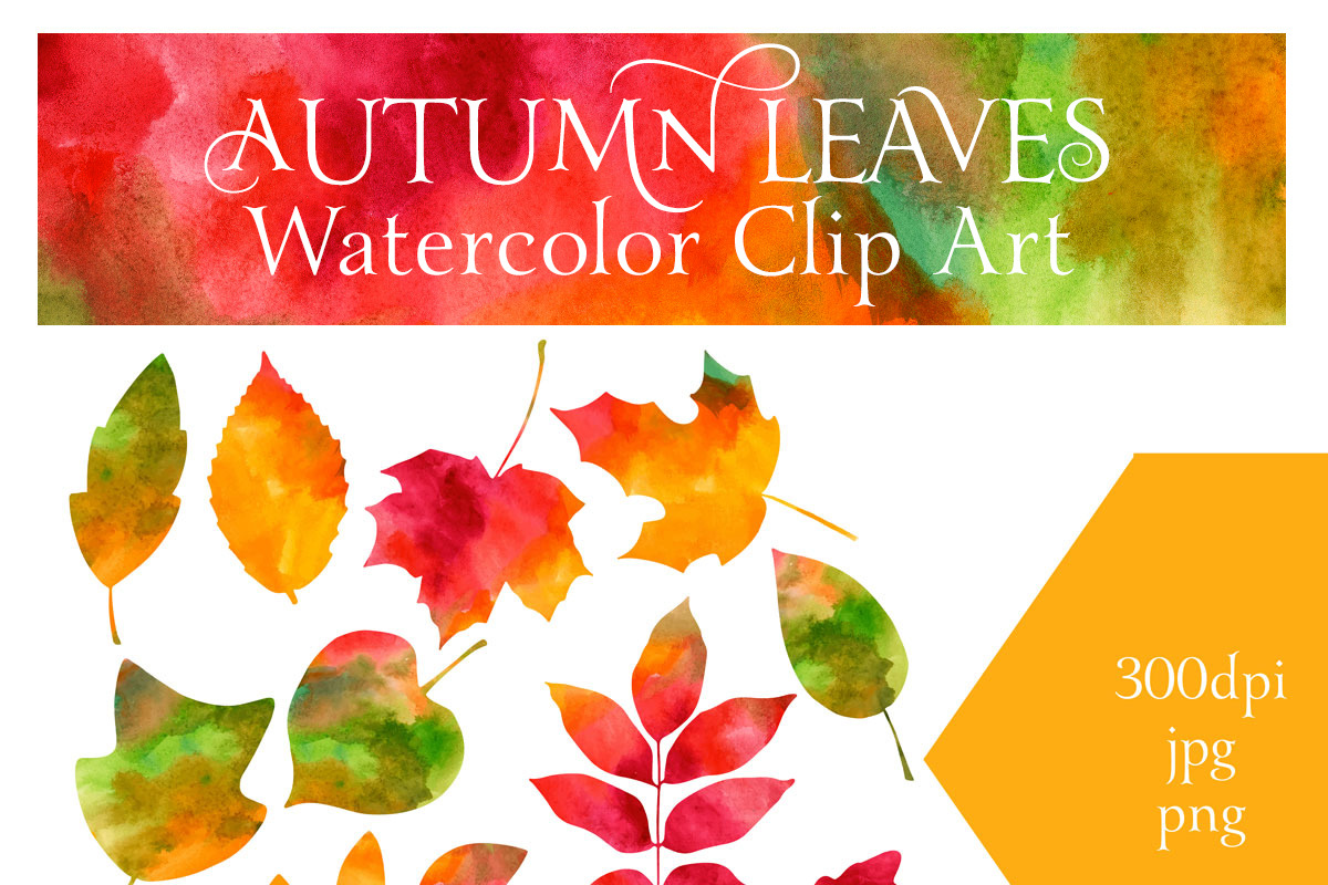 Watercolor Autumn Leaves, an Illustration by MyNatureGraphics (Photo 1 of 2)