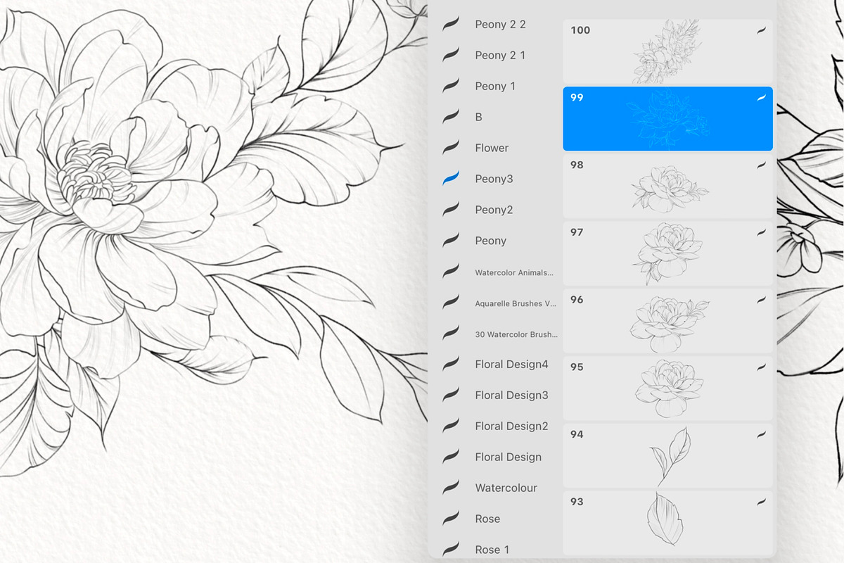 Procreate flower stamp, peony brush, a Brush Add-On by AnnaPolitmerskaja (Photo 2 of 5)