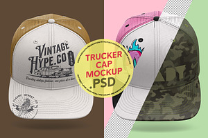Trucker Cap Mockup – Front View, a Hat Mockup by LESZ Design