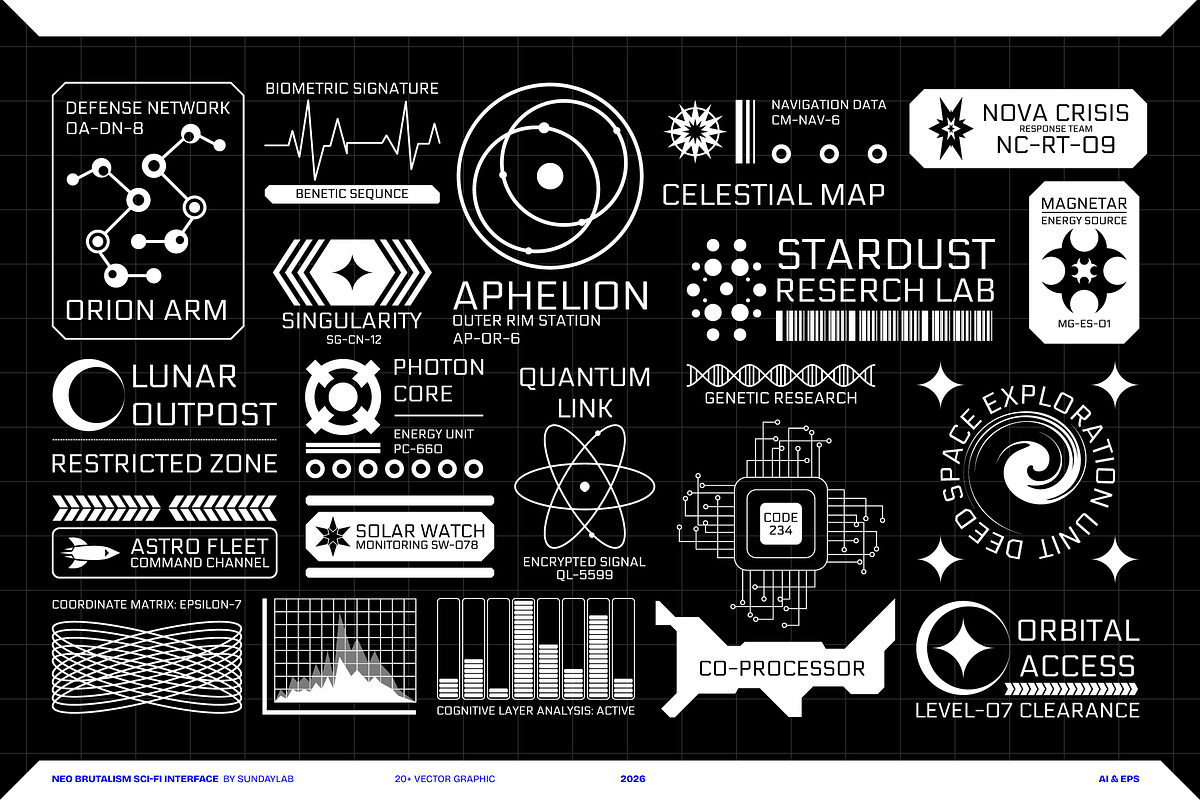Neo Brutalism Sci-Fi Interface, an Object Graphic by Sundaylab (Photo 1 of 3)