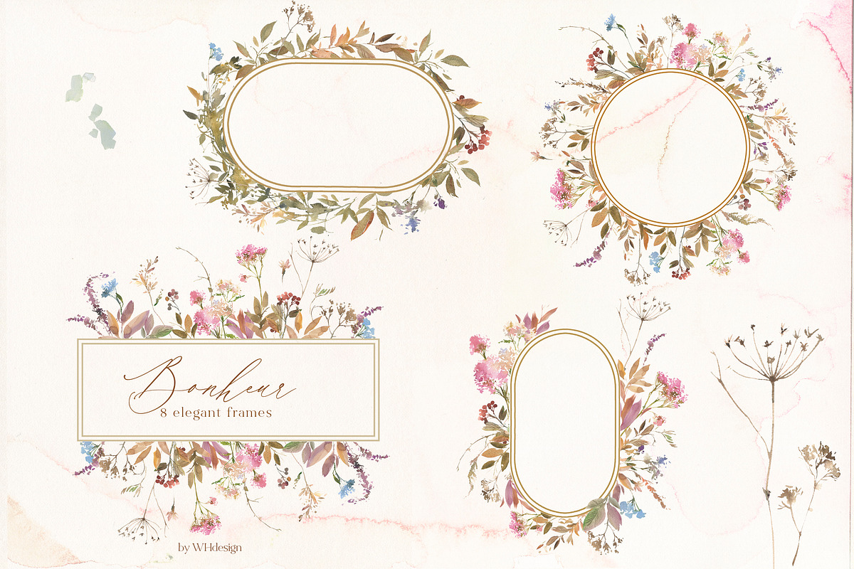 Bonheur Fall Florals Clip Art, an Illustration by whiteheartdesign (Photo 5 of 18)