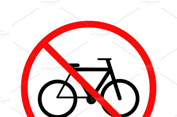 No Cycling Bicycle Forbidden Sign