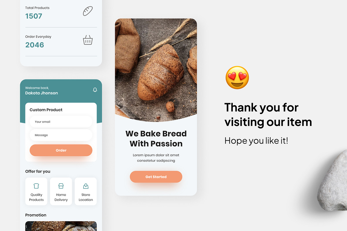 Tostar – Bread Mobile App, an UI Kit Template by Panen Creative (Photo 3 of 3)