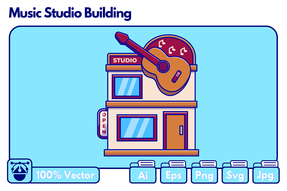 Music Studio Building Cartoon, an Education Illustration by Artstorystudio (Photo 1 of 3)