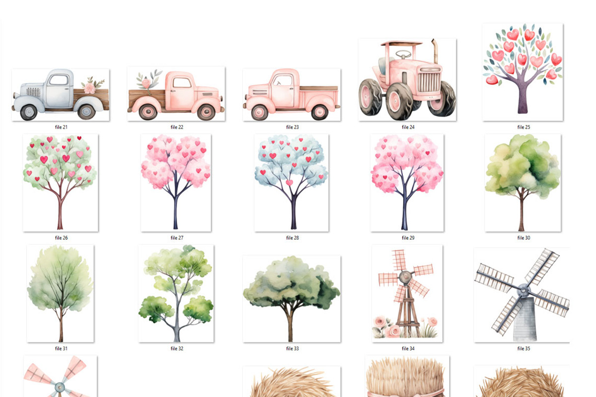 Valentine farm clipart watercolor, an Object Graphic by MyLittleMeow (Photo 5 of 9)