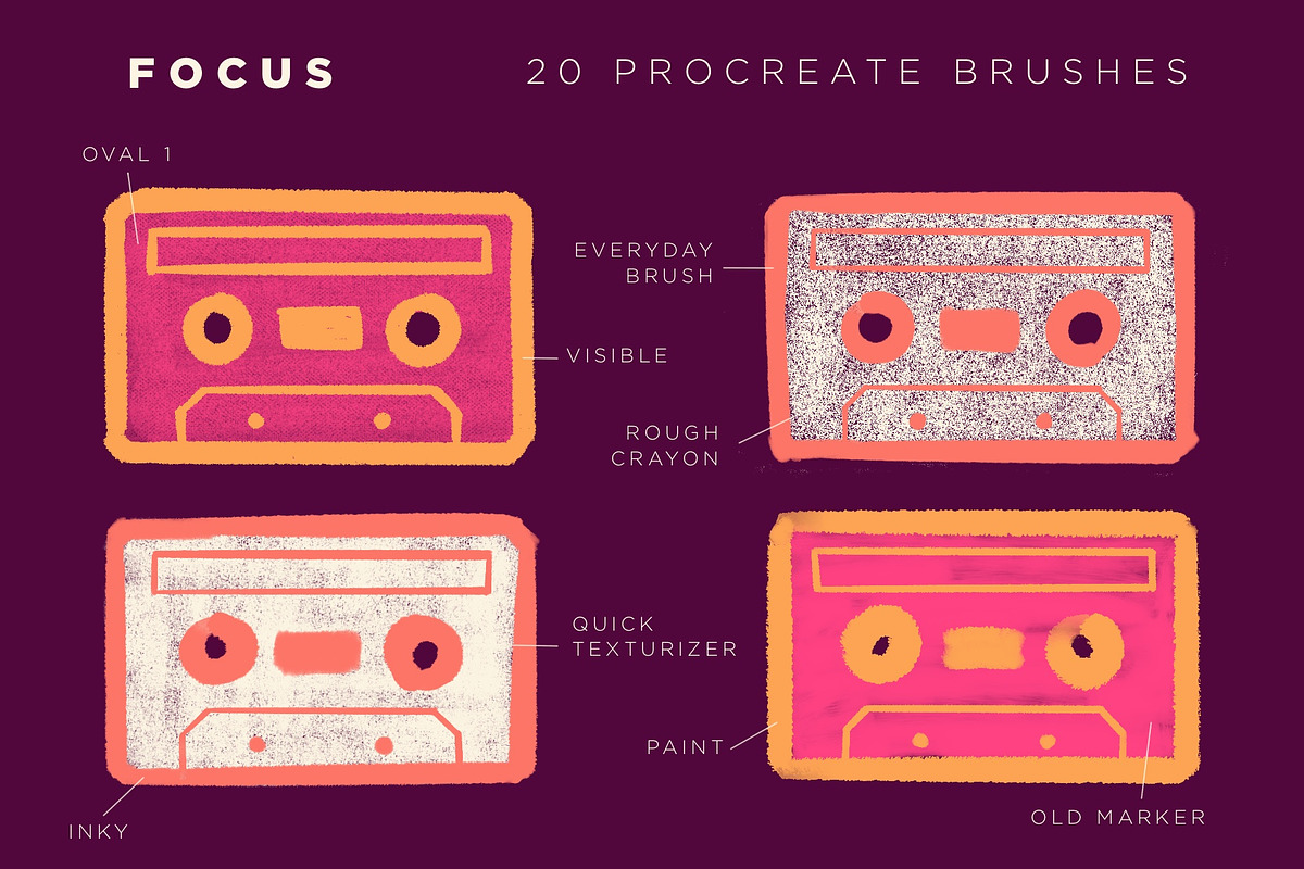 Focus Procreate Brushes, a Brush Add-On by LuOtero (Photo 4 of 5)