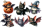 Funny Halloween Bats Clipart Bundle, an Illustration by Designworld (Thumbnail 2 of 6)