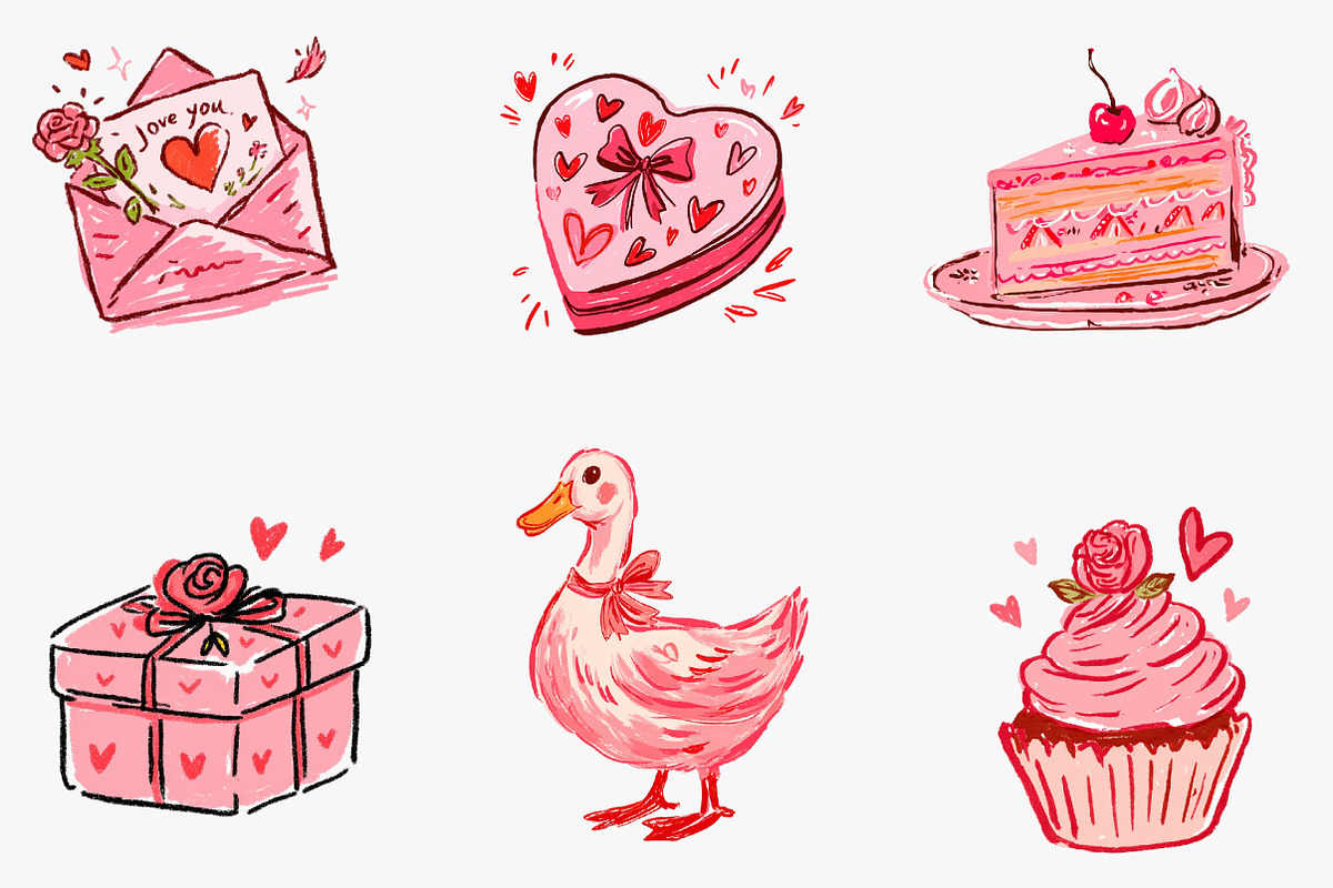 hand drawn valentines clipart, an Illustration by CreationArt (Photo 2 of 5)