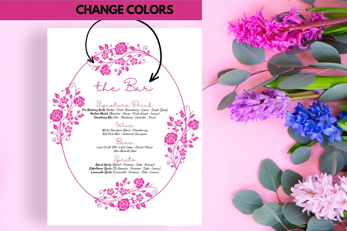 Wedding Drink Menu Template Canva, a Poster Template by GraphiCarola (Photo 4 of 8)