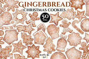 50 Watercolor Christmas Gingerbread