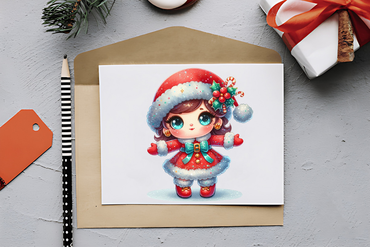 Christmas Cute Dolls Clipart, an Illustration by RobertsArt (Photo 2 of 7)
