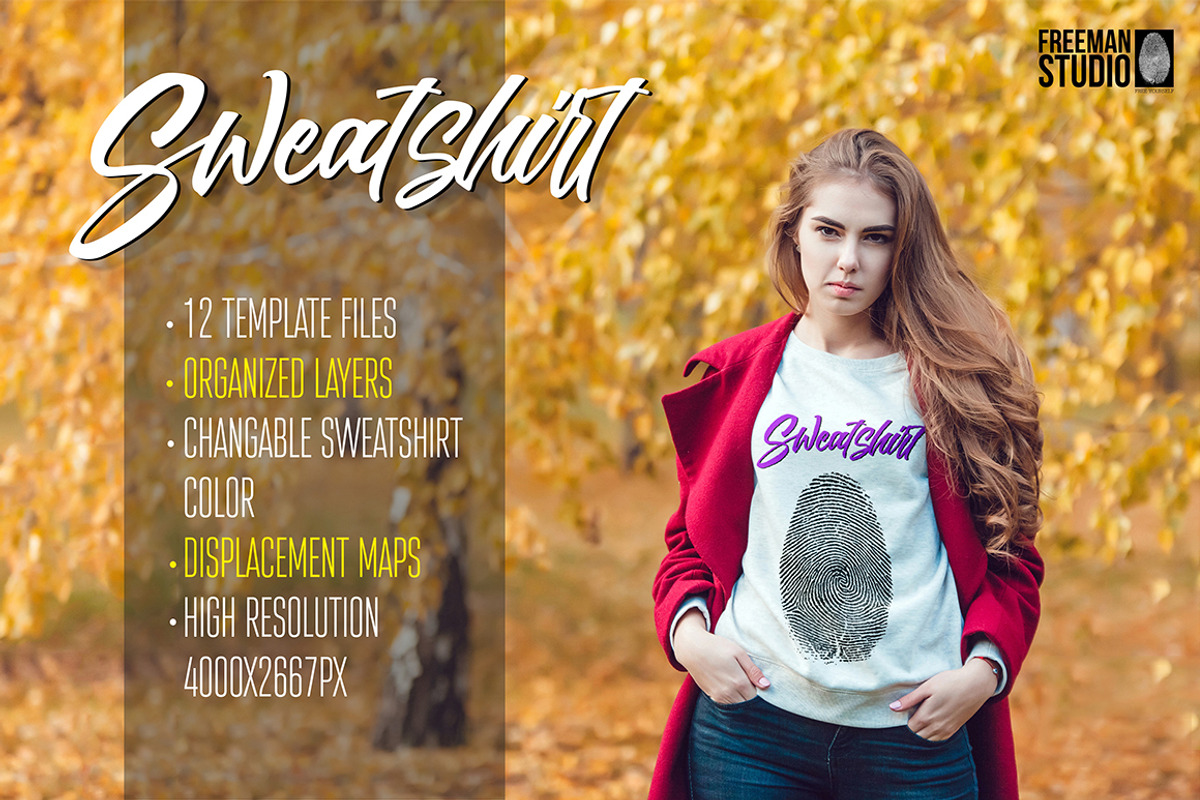 Sweatshirt Mock-Up Vol 3, a Hoody Mockup by Freeman Studio (Photo 1 of 17)