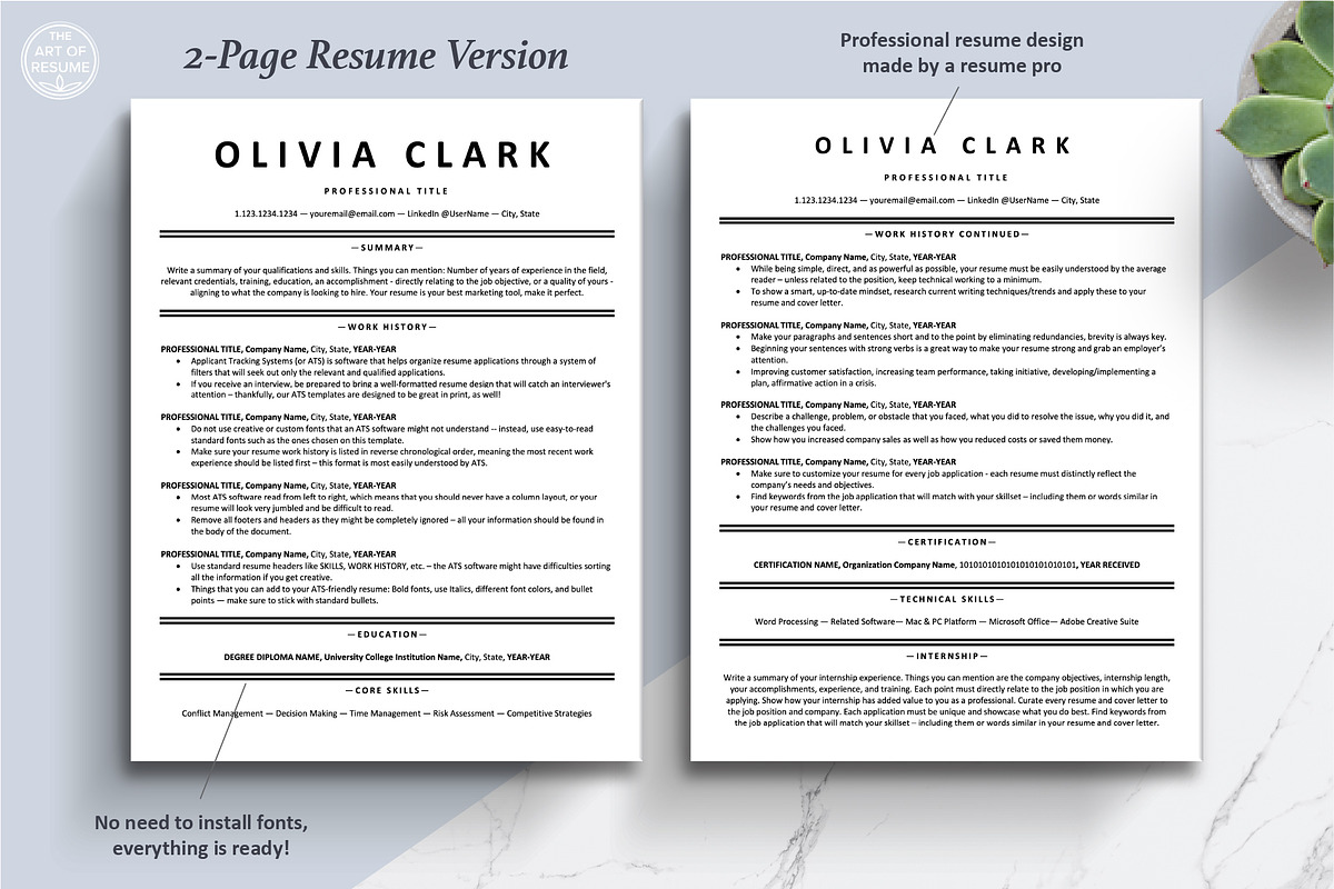 ATS Executive Resume CV Templates, a Resume Template by The Art of Resume (Photo 4 of 8)