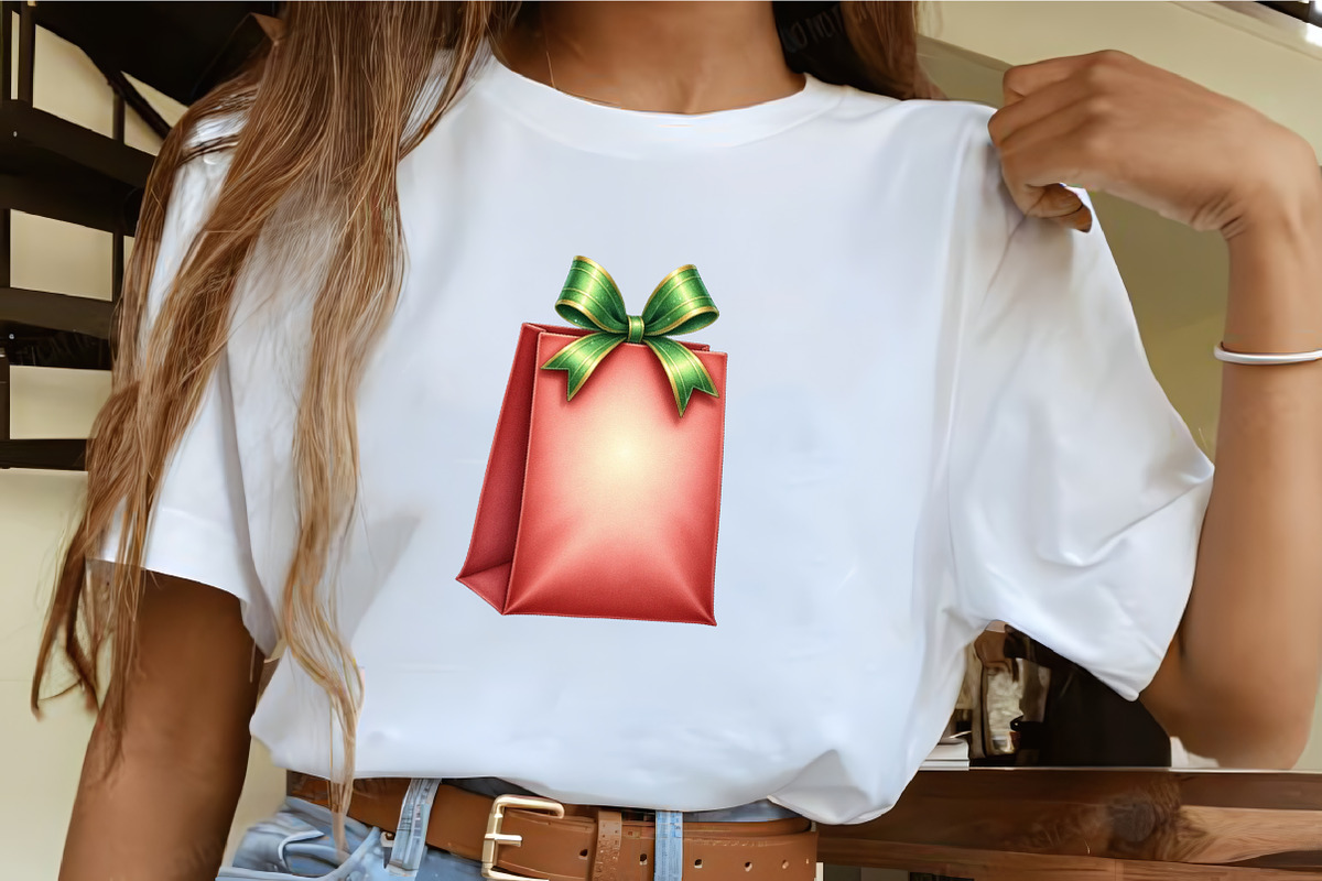Holiday Gift Bag and Ribbon Clipart, an Illustration by CrexoraLab (Photo 5 of 5)