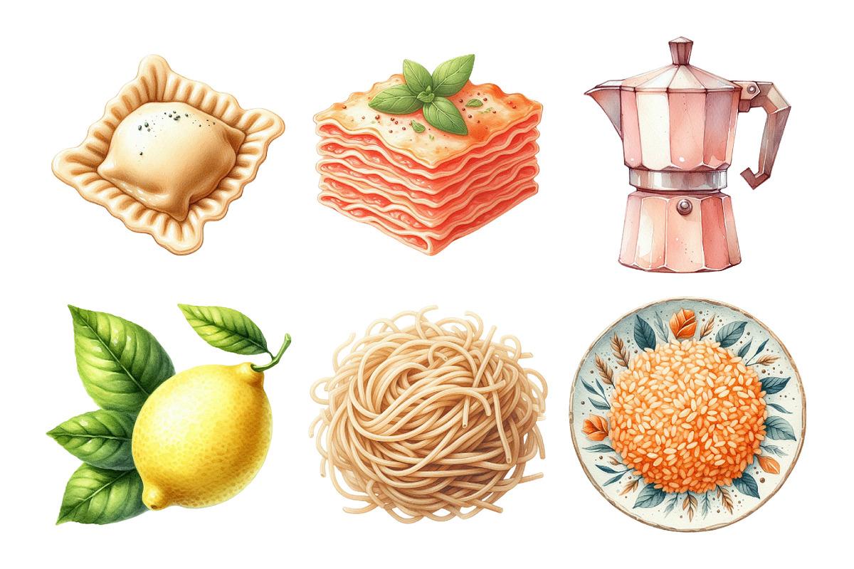 Watercolor Italian Clipart, an Illustration by Daily.Designs (Photo 2 of 4)