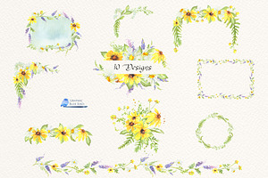 Wildflowers Watercolor Clip Art