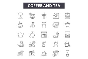 Coffee And Tea Line Icons, Signs Set