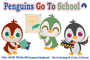 Penguins Go to School Clipart, an Object Graphic by Cozy Cat Design (Thumbnail 1 of 3)