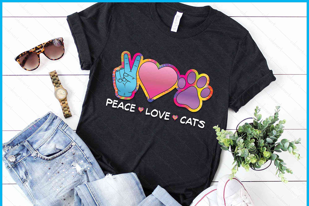 Peace Love Cats Cute Kitten SVG, an Object Graphic by Creativeusart (Photo 1 of 4)