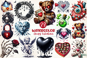 Creepy Valentine’s Sublimation Clipa, an Illustration by CreationArt