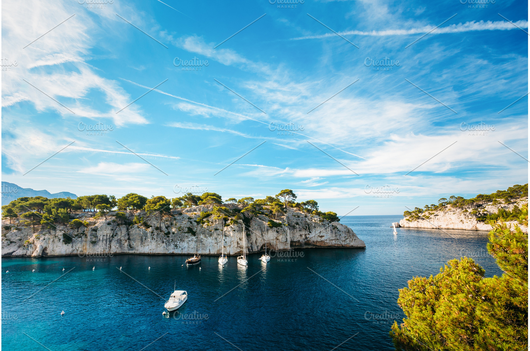 White Yachts boats in bay. Calanques, a Nature Photo by Our Amazing World