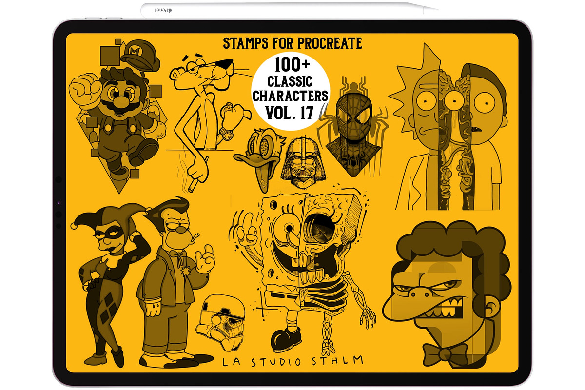 Bundle 3 Classic Character-Stamp Set, a Brush Add-On by LA Studio Sthlm (Photo 2 of 17)