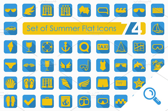 74 Summer Flat Icons