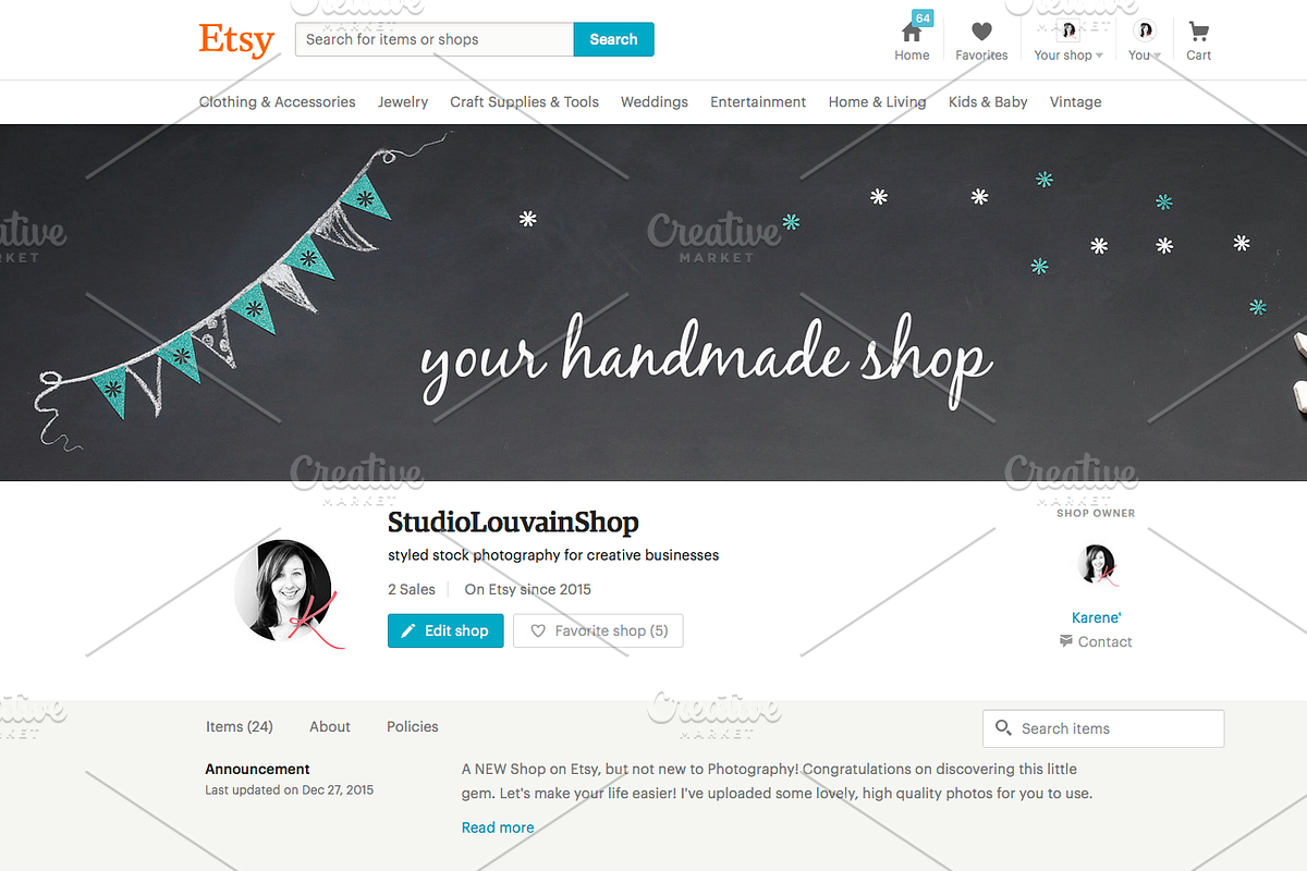 Etsy Shop Banner - chalkboard, a Cups & Container Mockup by the studio louvain shop (Photo 1 of 4)