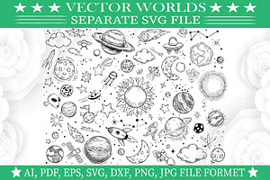 Galaxy Svg, Earth, Worlds Svg