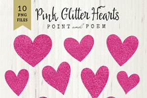 Hand Drawn Pink Glitter Hearts