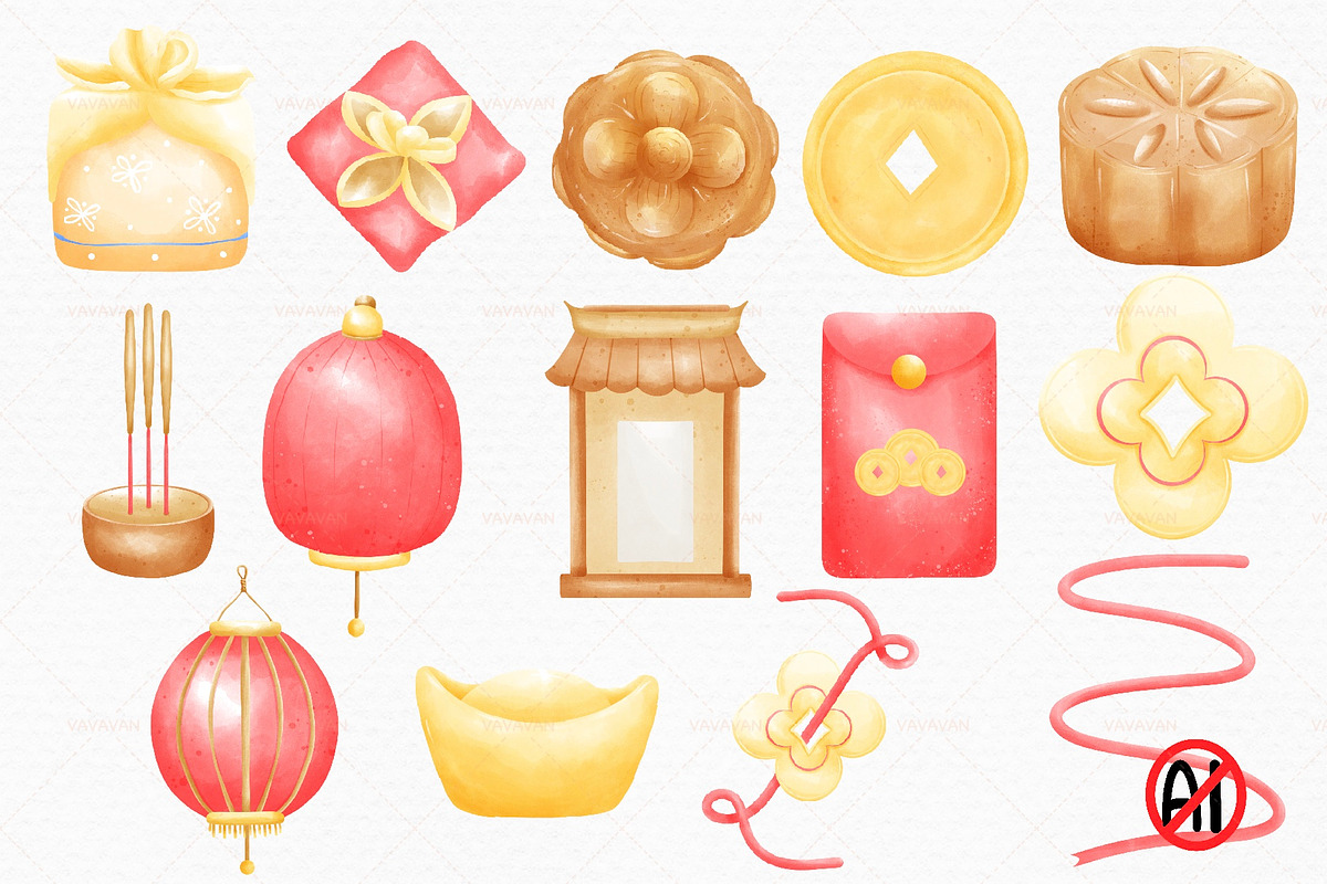 Happy Mid Autumn festival watercolor, a Seasonal Illustration by Vavavan Artwork (Photo 2 of 6)