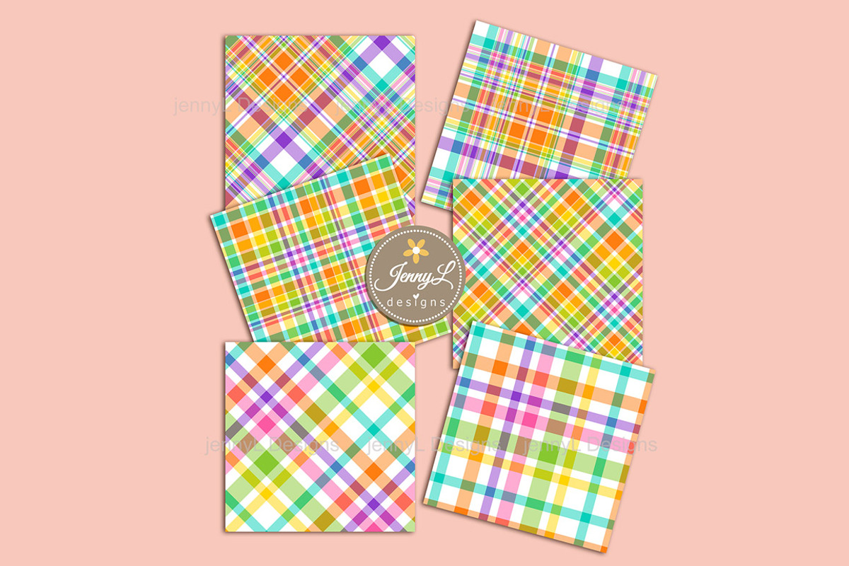 Colorful Bright Plaids Digital Paper, a Background Graphic by JennyL Designs (Photo 4 of 7)