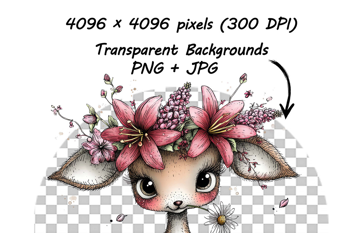 Whimsical Animals Floral Clipart, a Graphic by one-touch (Photo 7 of 18)