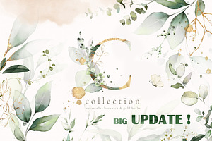 Watercolor & Gold Leaves Collection